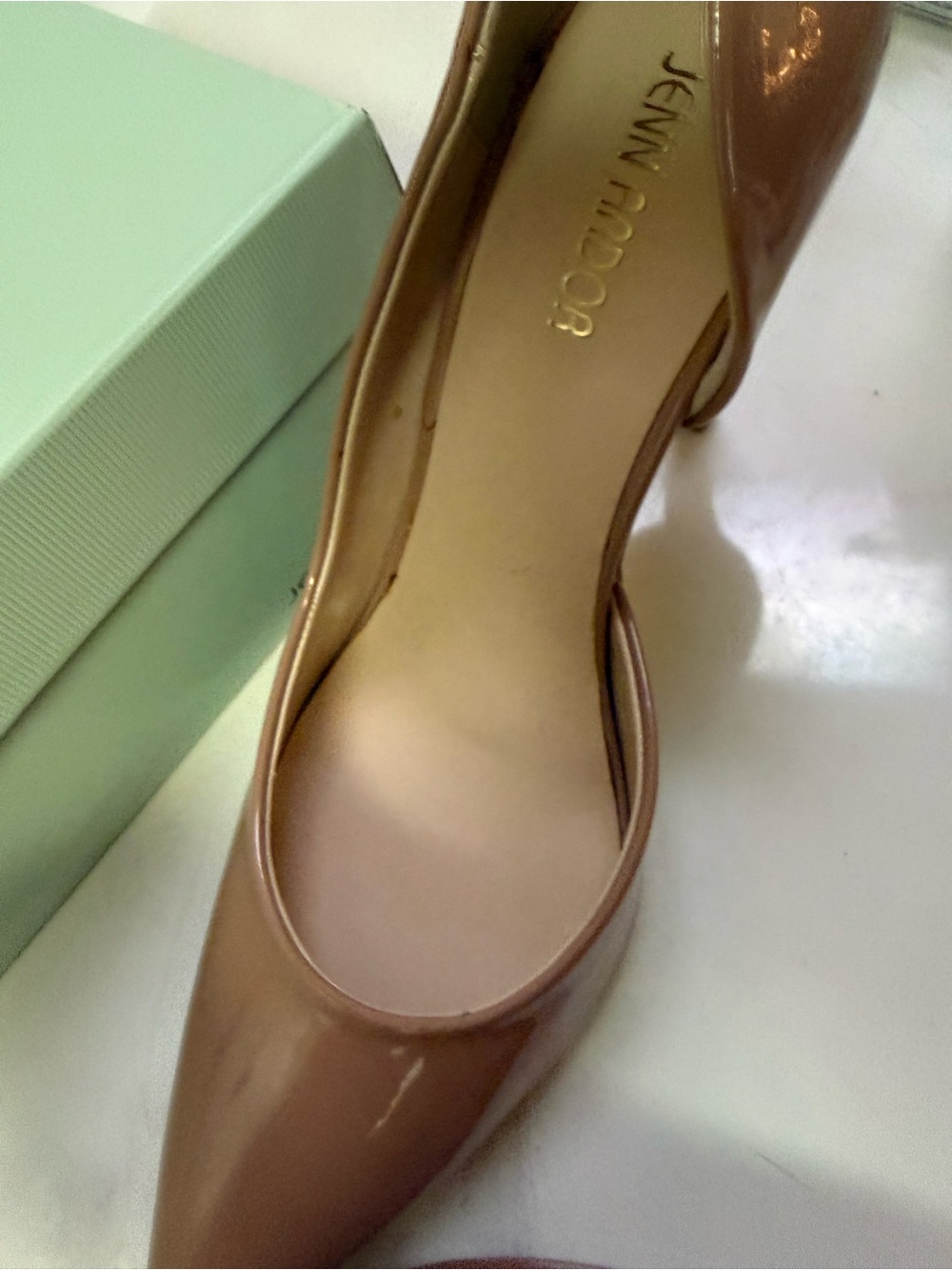 Jenn Ardor Nude Patent Pointed Toe D'Orsay Stiletto Heel Pumps Size 9 - Picture 6 of 8